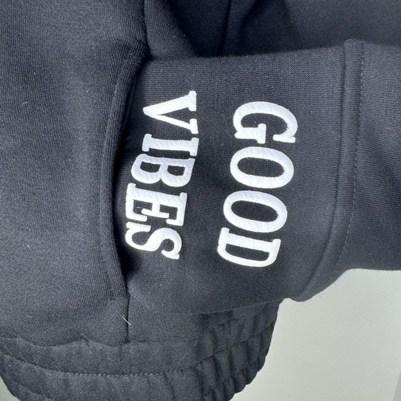 Angle Cult “Good Vibes” Black Hoodie Sweatshirt with Full Zipper Women’s Size L - Picture 2 of 5